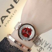 Đồng hồ nữ chính hãng Guou mặt đỏ dây kim loại