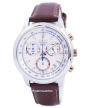 Đồng hồ nam SEIKO White Dial Brown Leather Chronograph SSB211