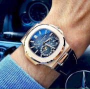 Đồng hồ vuông 6 kim dây da Patek Philippe 8888