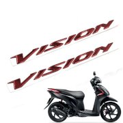 Tem logo nổi Vision dán trang trí xe đỏ