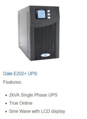 UPS DALE E202+ 2kVA Single Phase Tower 0.9 PF 3