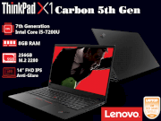 Lenovo ThinkPad X1 Carbon 5th Gen, Intel® Core™ i5-7200U CPU @ 2.50GHz ( 4 CPUs ), RAM 8GB LPDDR3-1866MHz, FHD 14 inch