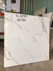 Gạch lát nền trang trí kim cương trắng vân khói 80×80 Vàng   TS33