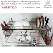 Kệ úp chén dĩa 2 tầng 90cm đa năng inox 304 KAG-RT1204