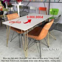 Khuyến Mãi Giảm Giá Tết 2021 Tn Hairpin-14 Bàn Ăn Chữ Nhật Hairpin 1M4 Chân Sắt Mạ Màu Gold Tại Tphc