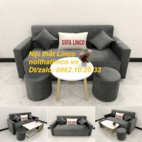 Bộ Bàn Ghế Sofa Băng Xám Lông Chuột Vải Nhung Giá Rẻ Đẹp Phòng Khách Hiện Đại Nội Thất Linco Hcm Sg