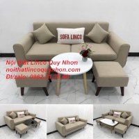 Bộ Bàn Ghế Salong Sofa Băng Trắng Kem Vải Bố Giá Rẻ Đẹp Nội Thất Linco Quy Nhơn Bình Định