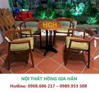 Bàn Ghế Gỗ Cafe Lưng Cong Tay Vịn Sang Trọng Hgh830