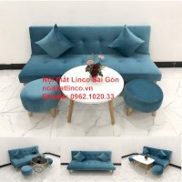 Bộ Ghế Sopha Salon Màu Xanh Nước Biển Đẹp | Sofa Giá Rẻ Phòng Khách | Nội Thất Linco Sài Gòn