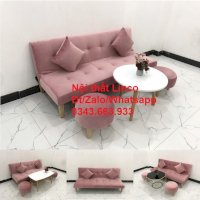Ghế Salon Sopha Bed Sofa Bật Ngã Thành Giường Vải Nhung Màu Hường Cánh Sen Hồng Phấn Nhạt Đẹp Rẻ Ở Tại Quận 3 Hồ Chí Minh