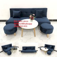 Bộ Bàn Ghế Salon Sofa Bed Mini Nhỏ Gọn 1M7 Thông Minh Vải Nhung Xanh Dương Rẻ Đẹp Ở Tại Nội Thất Linco Tân Bình Sg Hồ Chí Minh