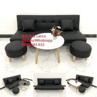 Ghế Salon Sofa Bed Giường Màu Đen Simili Giả Da Giá Rẻ Ở Nội Thất Huyện Củ Chi Hcm Sg