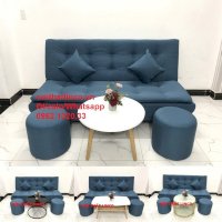 Bộ Bàn Ghế Sofa Bed Giường Băng 1M8 Xanh Dương Da Trời Giá Rẻ Salon Phòng Khách Nội Thất Linco Sài Gòn