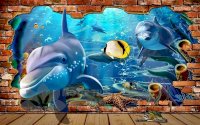 Vẽ Tranh Tường 3D Quán Ăn Hải Sản, Nhà Hàng Seafood