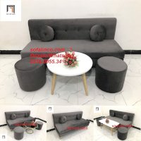 Combo Bàn Ghế Sofa Salon Phòng Khách Hiện Đại Màu Xanh Nhung Cổ Vịt Đẹp Hcm Sg