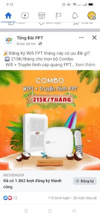 Wifi Cáp Quang Fpt Siêu Nhanh Km Tặng 3 Tháng Cước