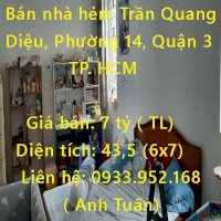Bán Nhà Hẻm Trần Quang Diệu, Phường 14, Quận 3, Tp. Hcm