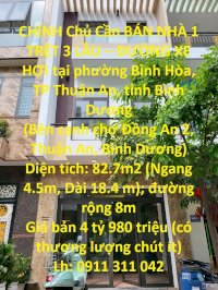 Chính Chủ Cần Bán Nhà 1 Trệt 3 Lầu &#8211; Đường Xe Hơi Tại Tp Thuận An, Bình Dương