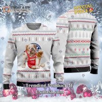 Bulldog Drink Pabst Blue Ribbon Beer Ugly Christmas Sweater 2023