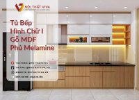 Tủ Bếp Hình Chữ I Gỗ Mdf Phủ Melamine Màu Vàng Phối Trắng Hiện Đại