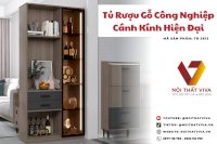 Tủ Rượu Hiện Đại Gỗ Công Nghiệp Cánh Kính Đẹp Cao Cấp