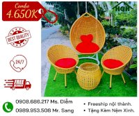 Combo Xích Đu Mây Nhựa Sang Trọng Giá Rẻ Hồng Gia Hân H426