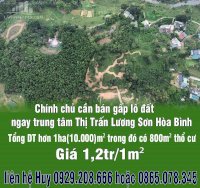 Chính Chủ Cần Bán Gấp Lô Đất Ngay Trung Tâm Thị Trấn Lương Sơn Hòa Bình.