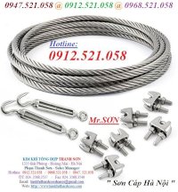 (Cáp Inox 304, Khóa Cáp Inox 304, Lót Cáp Inox 304, Tăng Đơ Inox 304) Kim Khí Thanh Sơn - Hà Nội Phân Phối Dây Cáp Luạ Inox 304 Bọc Nhựa Trắng, Mã Ní Inox 304,Ròng Dọc Inox 304,Puly Vuông Inox, Móc Cáp Inox 304,