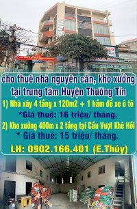 Chính Chủ Cho Thuê Nhà Nguyên Căn, Kho Xưởng Tại Trung Tâm Huyện Thường Tín