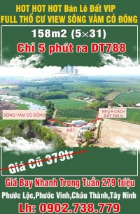 Hot Hot Hot &#8211; Bán Lô Đất Cực Vip View Sông 158M2 (5&#215;31) Full Thổ Cư