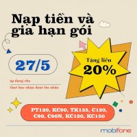 Mobifone Khuyến Mãi 20% Nạp Tiền Trả Trước Trong Ngày 27/05