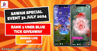 Sawan Special Event 31 July: Rank 1 User Blue Tick Giveaway By #Bindaslive | Bindaslive Stream & Video App