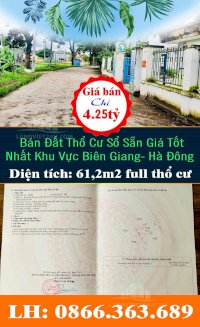 Bán Đất Thổ Cư Sổ Sẵn Giá Tốt Nhất Khu Vực Biên Giang- Hà Đông...