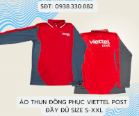 Áo Thun Đồng Phục Viettel Post Màu Đỏ Phối Xám Đầy Đủ Size S-Xxl