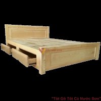 Giường Gỗ Sồi 1M6X2M Phản Ngăn Kéo Màu Tự Nhiên Giá Rẻ