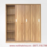 Tủ Quần Áo Cửa Lùa 2M Gỗ Mdf Melamine Màu Vân Vàng