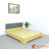 Mẫu Giường Gỗ Mdf Đẹp Chân Cao Đầu Nệm Xanh Đậm