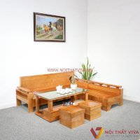 Bộ Bàn Ghế Sofa Phòng Khách Gỗ Sồi Góc L Đẹp Giá Rẻ