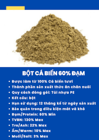 Bột Cá Biển 60% Đạm - Sản Xuất Tại Việt Nam - Giá Tốt Nhất