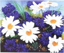 Tranh sơn dầu hoa cúc trắng & tím CVM-HC002