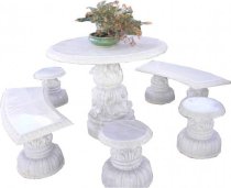 Marble table with 02 benches & 03 stools TB06