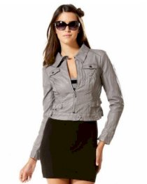 Bebe Leatherette Washed Moto Jacket BB1009005