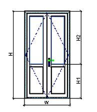 Cửa kính 2 cánh mở quay Queen QK2Q1-1400x2400 - kínhAT 6.38