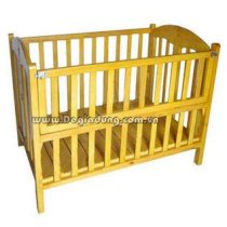Giường - cũi trẻ em 2 trong 1, gỗ thông lào, màu gỗ