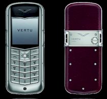 Vertu Constellation brushed steel dark cherry leather