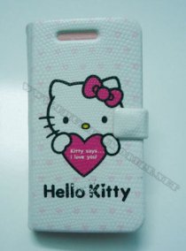 Bao da iPhone 4 Hello Kitty (Trắng)