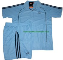 Bộ quần áo bóng đá có cổ ko logo xanh biển KC046