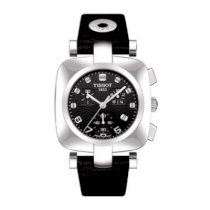 Tissot Women's T020.317.16.057.00 Odaci-T Leather Band Black Dial Watch