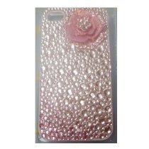 Vỏ iPhone 4 đính đá - hoa trà tím hồng D01-01-04