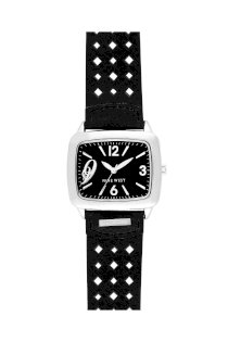 Đồng hồ Nine West Watch, Women's Black Perforated Leather Strap NW-1081BKBK